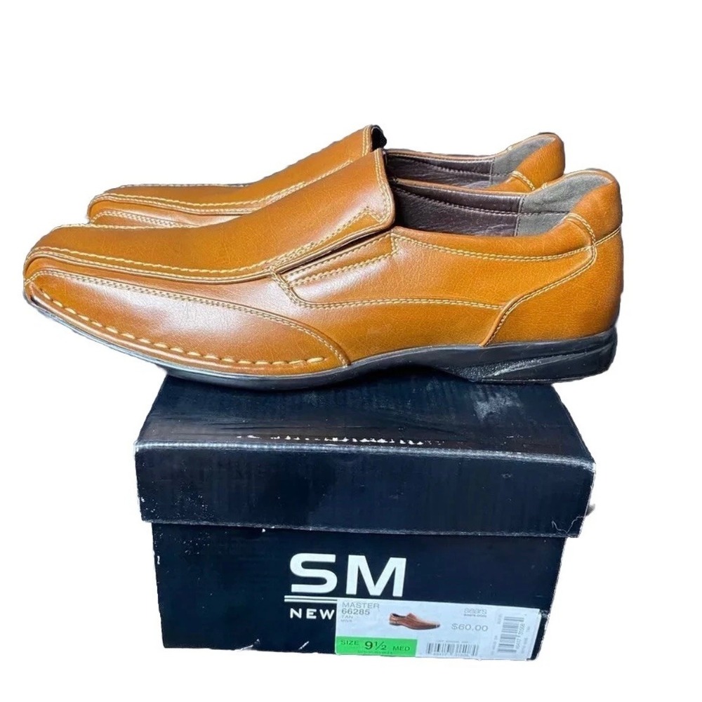 SM New York Master 66285 Mens Tan Slip On Dress Loafers Shoes Size 9.5 M